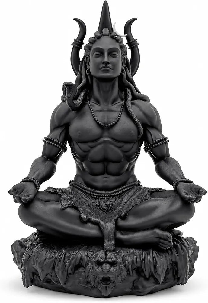 Lord Mahayogi Shiva Idol, Meditation Pose Dhyan Mudra Statue for Home, Puja Room, Office & Car Dashboard, Spiritual Decor Showpiece & Gift, 8.89 cm