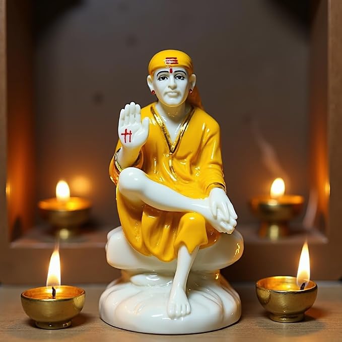 UNOVATE Shirdi Sai Baba Idol | Sai Baba Murti for Home Temple & Office Desk
