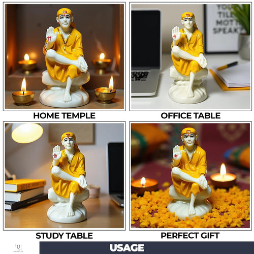 UNOVATE Shirdi Sai Baba Idol | Sai Baba Murti for Home Temple & Office Desk