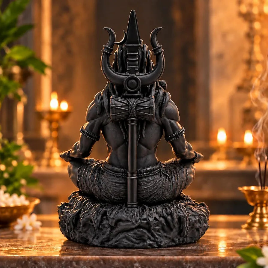 Lord Mahayogi Shiva Idol, Meditation Pose Dhyan Mudra Statue for Home, Puja Room, Office & Car Dashboard, Spiritual Decor Showpiece & Gift, 8.89 cm